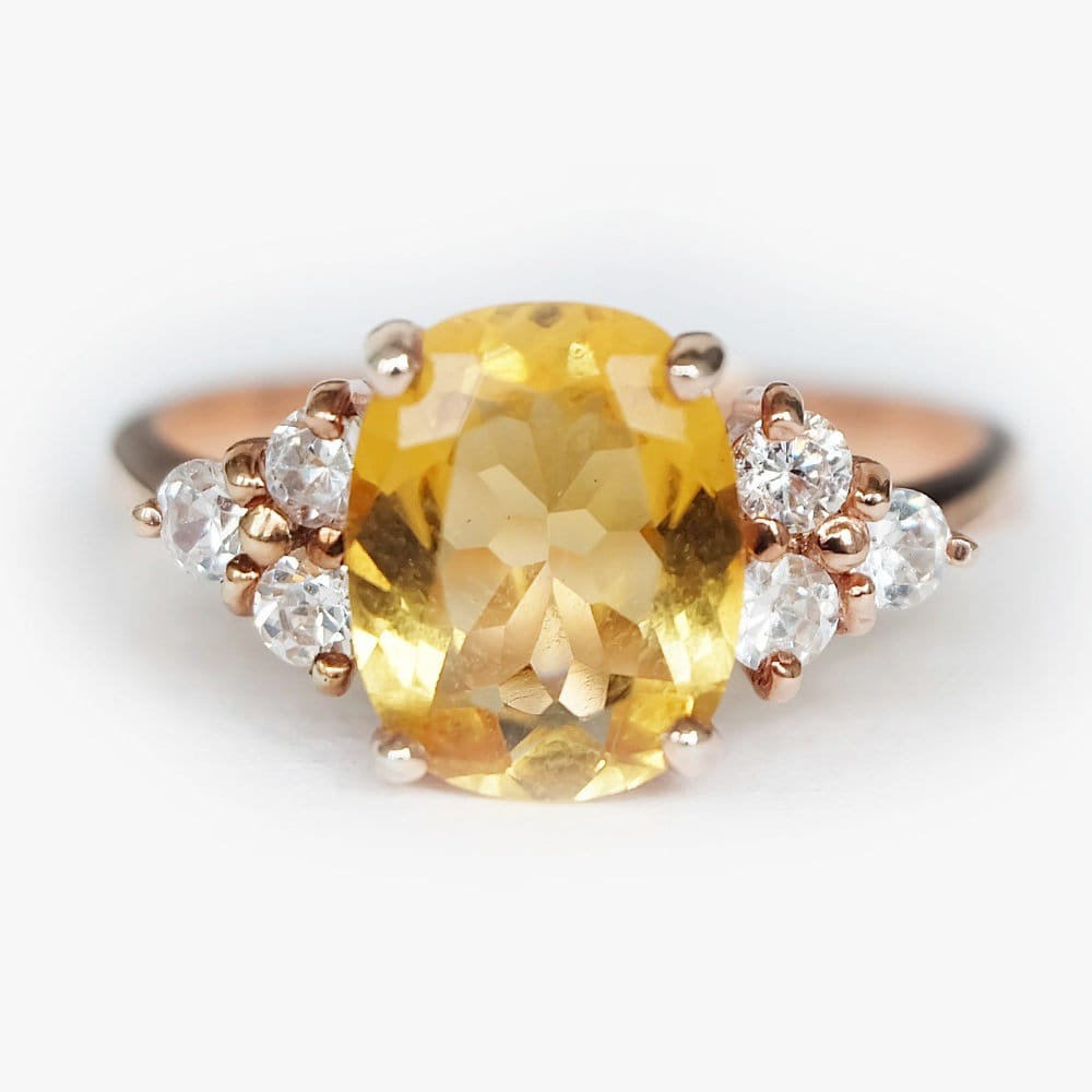 Citrine Ring November Birthstone Ring Oval Citrine Ring Etsy