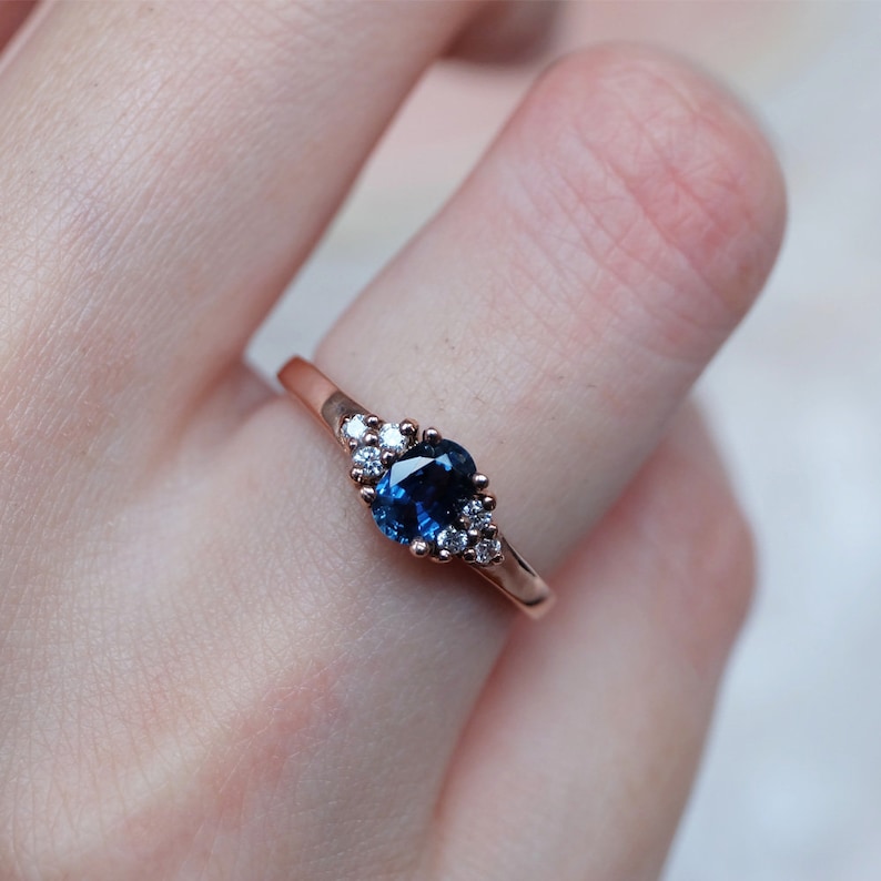 Blue Sapphire Ring Sapphire Engagement Ring Sapphire Diamond - Etsy