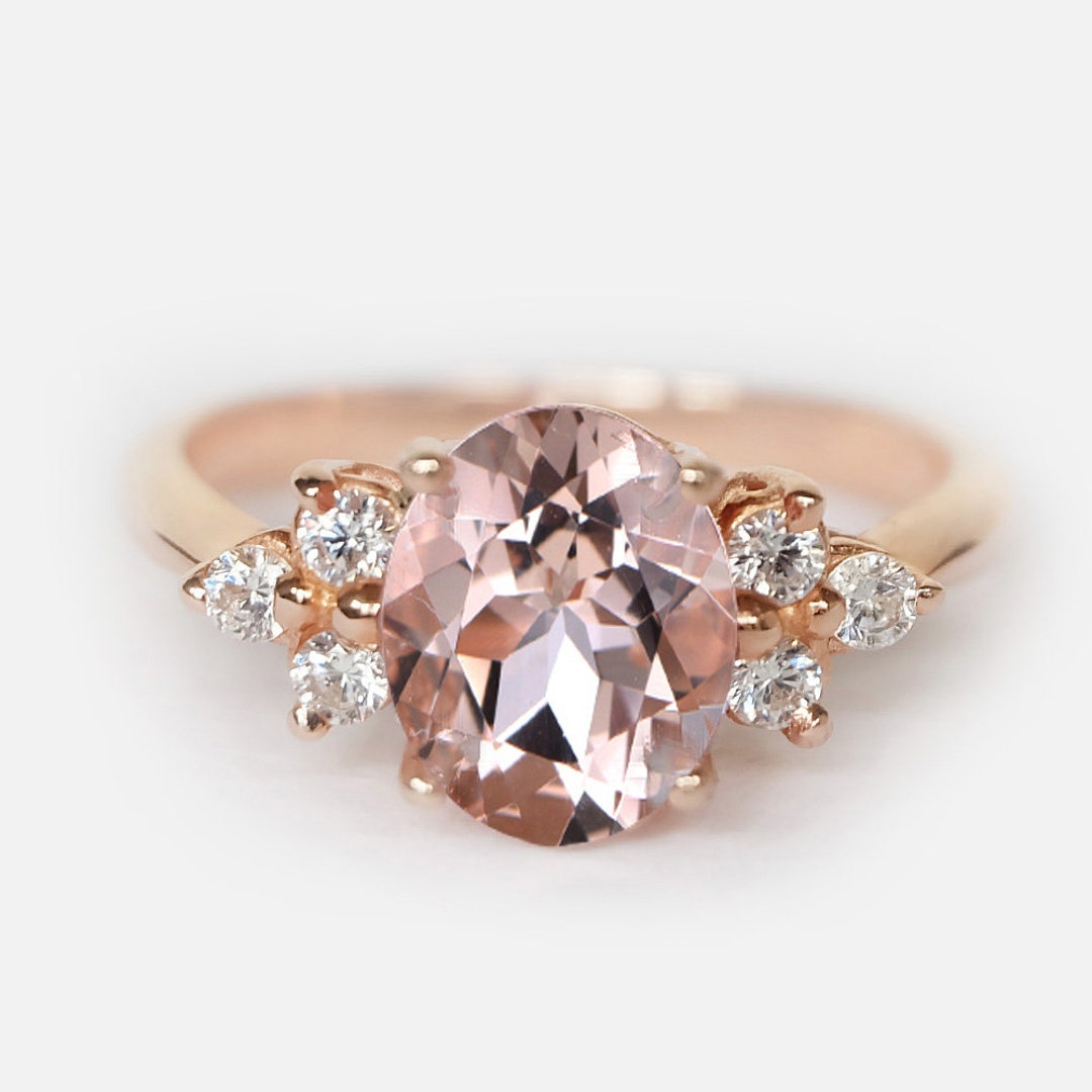 Natural Morganite Ring Oval Morganite Engagement Ring Pink - Etsy