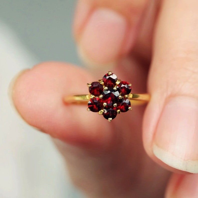 Vintage Garnet Rings for Women Dainty Garnet Ring Womens - Etsy