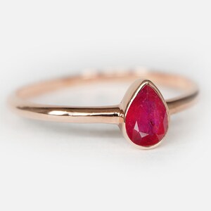 Ruby Ring, Pear Ruby Ring, 14k Pink Gold Pear Ring, Drop Ring, Ruby ...