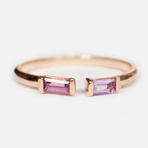duo baguette birthstone ring, baguette birthstone ring, best friend gift, anniversary gift, adjustable ring, personalized gemstone ring