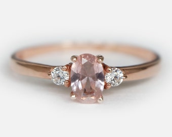 morganite engagement ring, oval morganite, diamond ring, wedding ring, 14k rose gold morganite ring, unique morganite ring, pink morganite