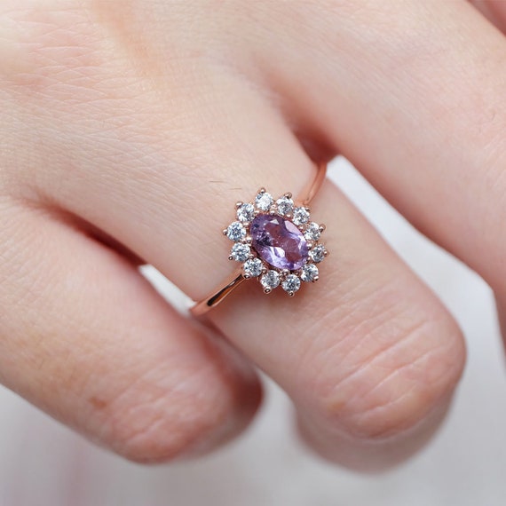 Rose de France Amethyst Silver Ring-1477HZ | Juwelo