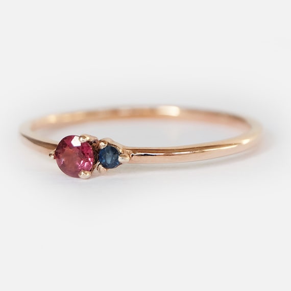 Dual Birthstone Ring Mother Ring Two Birthstone Ring