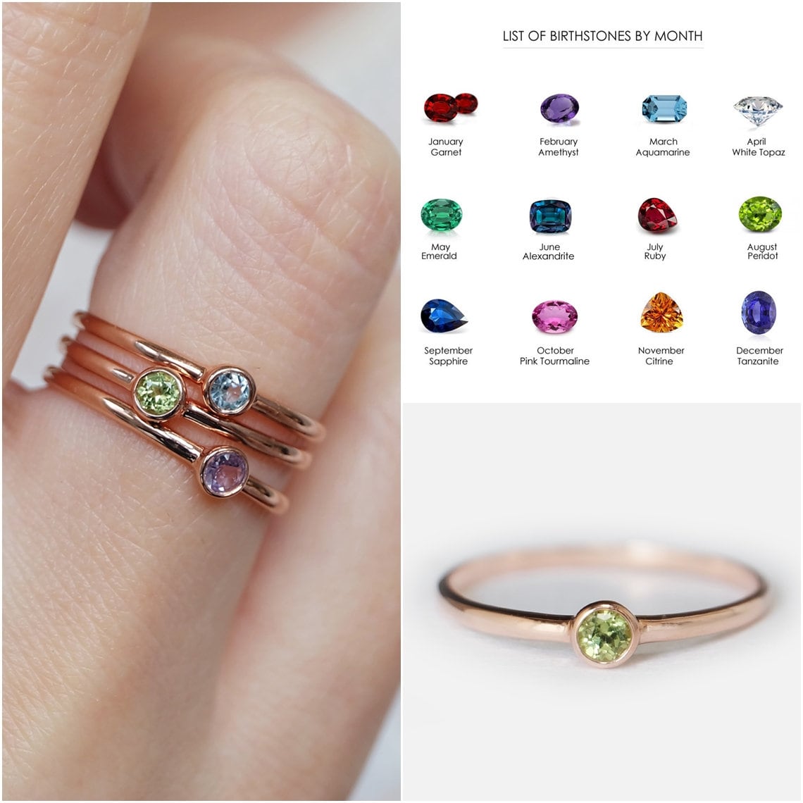 Peridot Ring 14k Birthstone Ring Birthstone Ring January