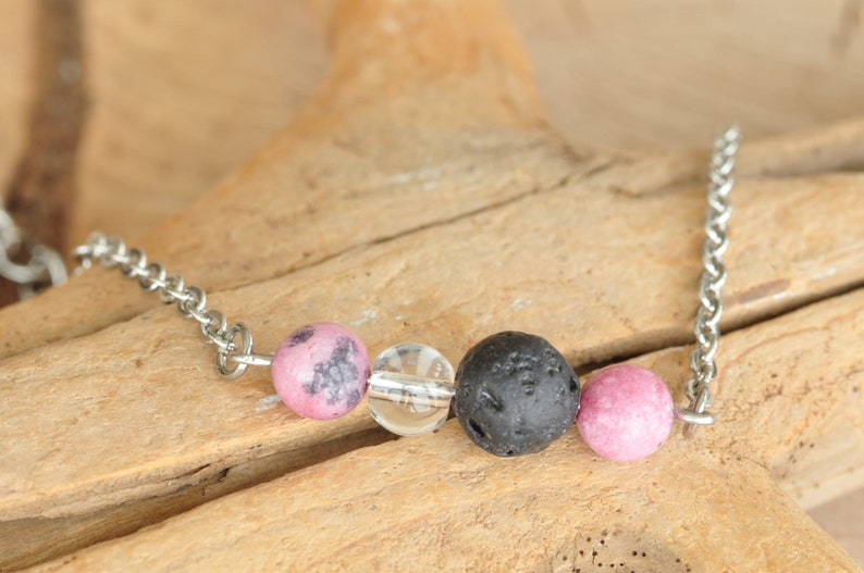 lava stone rhodonite,quartz aromatherapy bracelet delicate bracelet BRACELET stainless steel diffuser with semi-precious stones