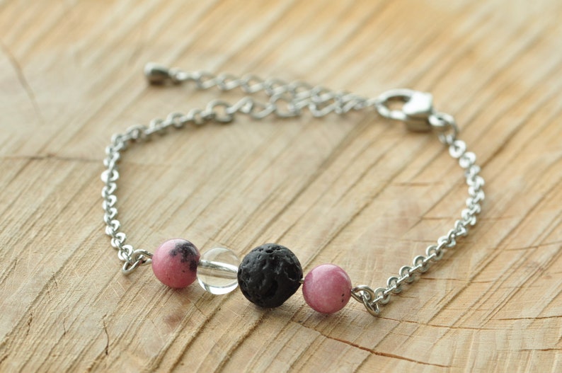 lava stone rhodonite,quartz aromatherapy bracelet delicate bracelet BRACELET stainless steel diffuser with semi-precious stones
