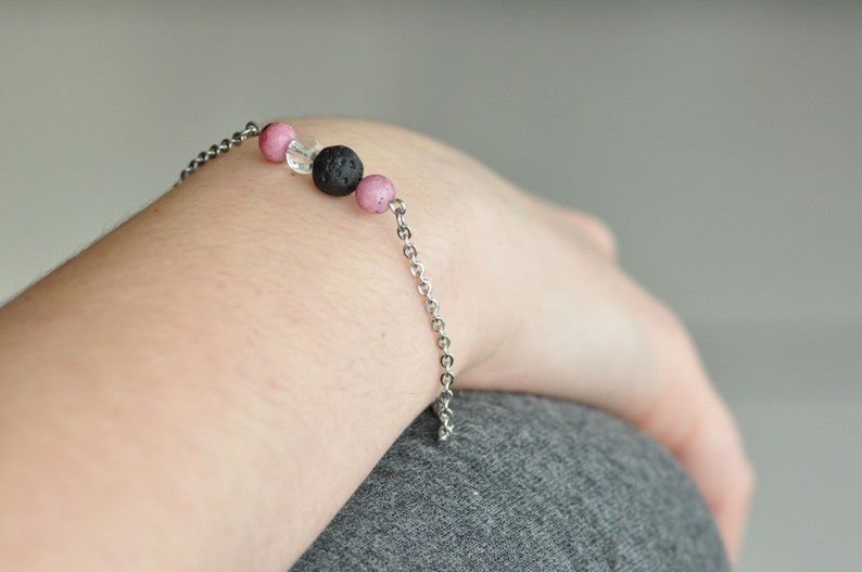 lava stone rhodonite,quartz aromatherapy bracelet delicate bracelet BRACELET stainless steel diffuser with semi-precious stones