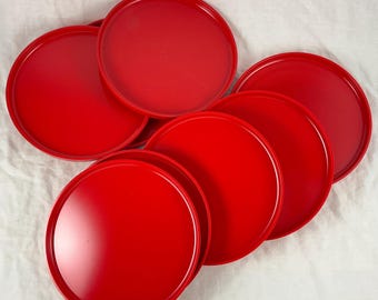 Juego de 8 platos de ensalada vintage de melamina color rojo intenso de 19 cm (7,5 pulgadas) de la marca Heller.