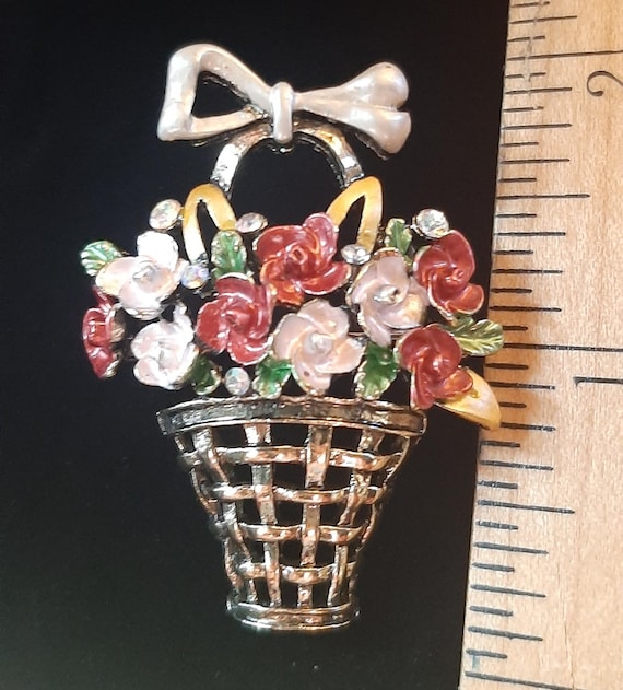 Flower Basket Spring Brooch - image 2