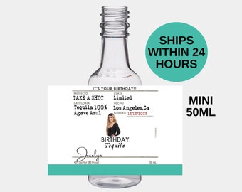 Mini Tequila Custom Label 50ML, Birthday Labels, Groomsmen Gift, Mini Casamigos Labels, Wedding Favors, Mini shot labels, Bridesmaid Gift