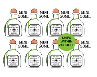 Mini Tequila Custom Label 50ML, Birthday Labels, Groomsmen Gift, Mini Patron Labels, Wedding Favors, Mini shot labels, Bridesmaid Proposal