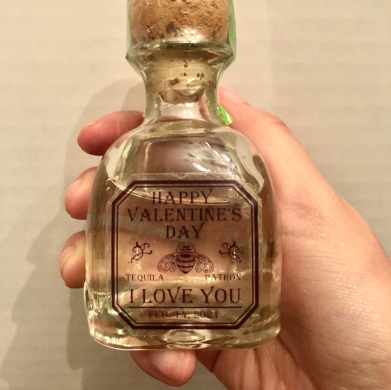 Mini Tequila Custom Label 50ML, Birthday Labels, Groomsmen Gift, Mini Patron Labels, Wedding Favors, Mini shot labels, Bridesmaid Proposal image 2