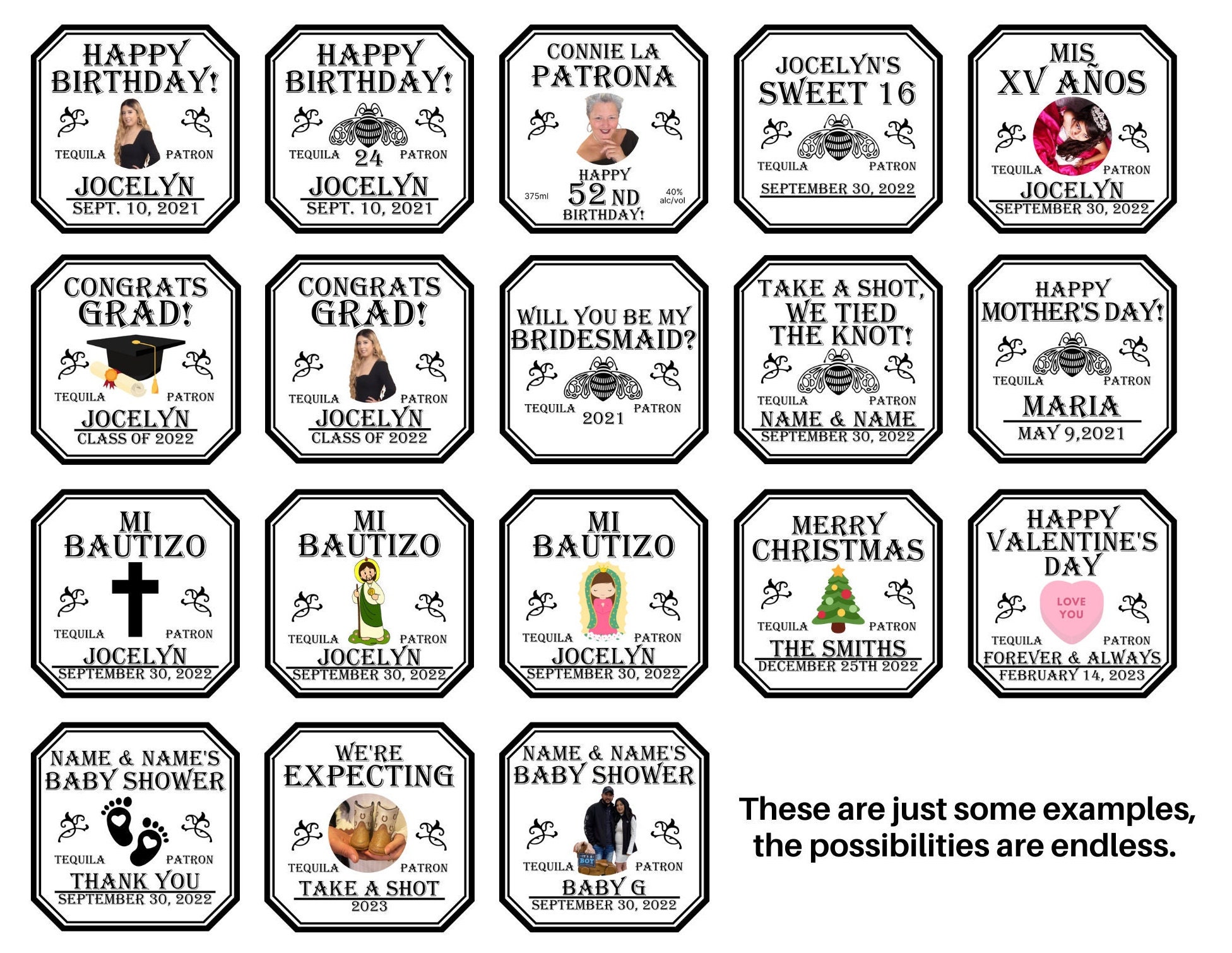 Potron Label Custom Patron Label, Liquor Label, Graduation Bottle Labels, Grad Gift ...
