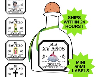 Bautizo Recuerdos Quinceanera Favors, Custom Baptism Favors Baptism Labels Christening Favors Bridesmaid gift Final Fiesta  Charro 21st Gift