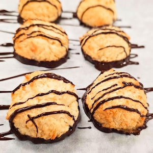 Chocolate Drizzled Coconut Macaroons