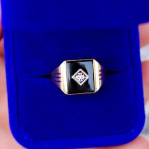 Black Onyx Diamond Gold Ring