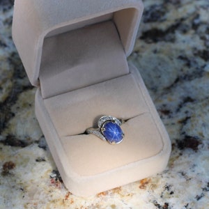 Blue Star Sapphire Diamond Ring