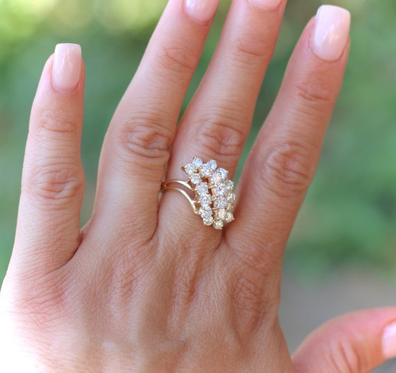 Diamond Waterfall Bypass Ring - image 5