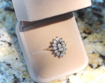 Marquise-Shaped Diamond Cluster Ring