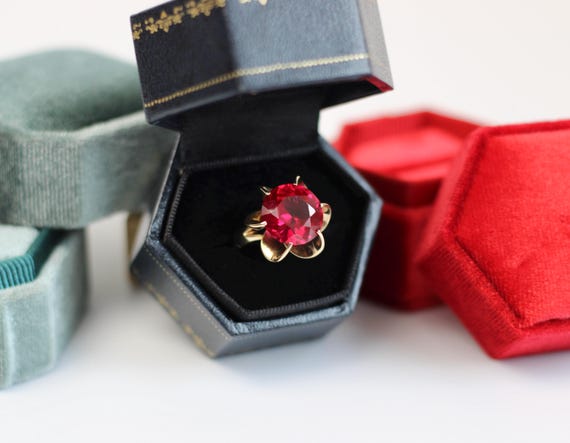 Vintage Synthetic Ruby Ring - image 1