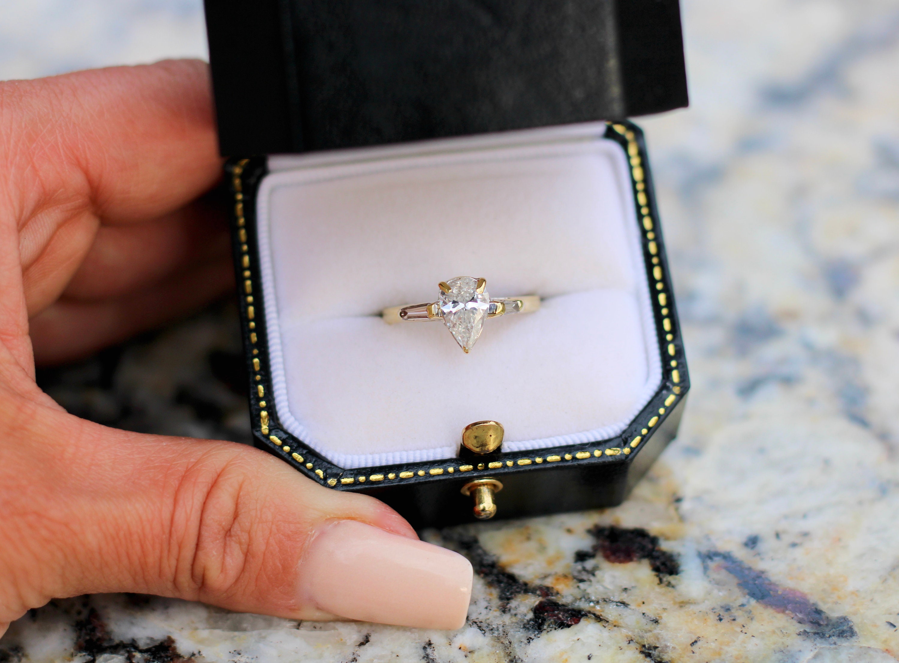 Pear Cut Diamond Engagement Ring - Etsy