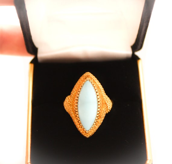 Turquoise 18K gold ring - image 4