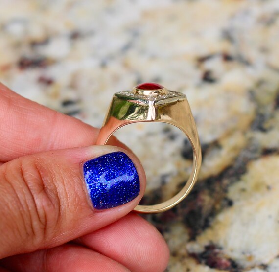 Ruby Cabochon Diamond Ring - image 6