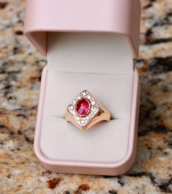 Ruby Cabochon Diamond Ring - image 5