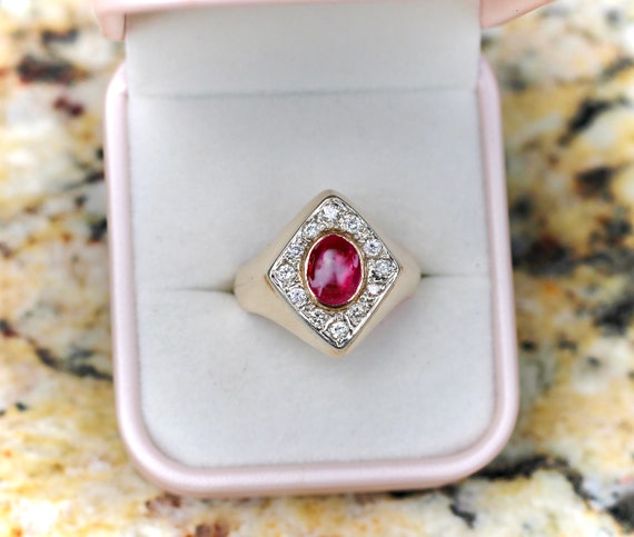 Ruby Cabochon Diamond Ring - image 4