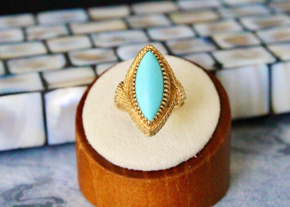 Turquoise 18K gold ring - image 1