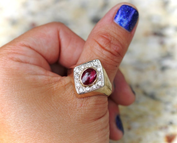 Ruby Cabochon Diamond Ring - image 2