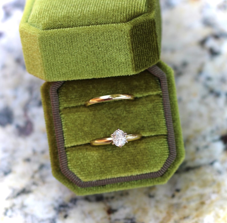 Oval Cut Diamond Engagement Ring with Gold Band