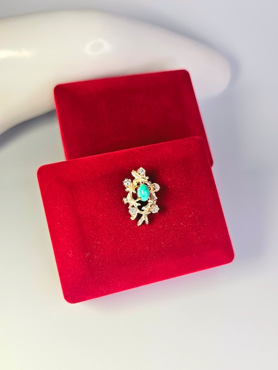 Turquoise and Diamond Gold Coral Pendant