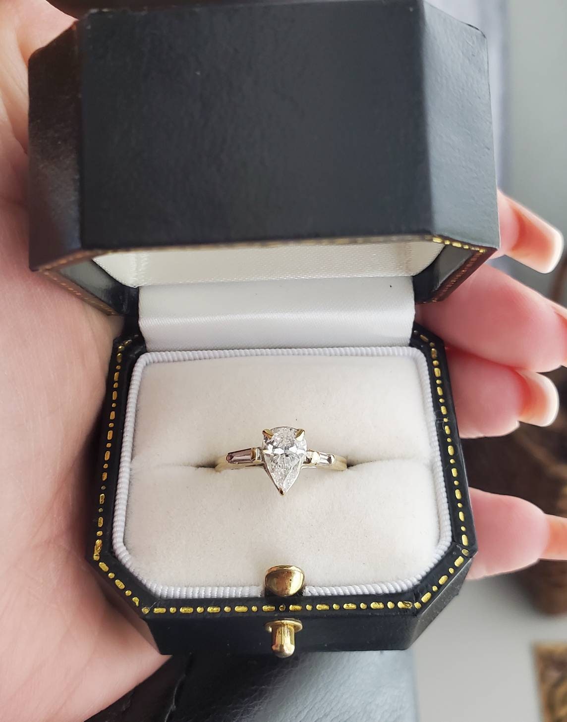 Pear Cut Diamond Engagement Ring - Etsy