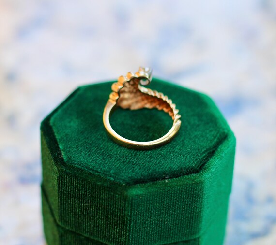Gold Shell Swirl Diamond Ring - image 3