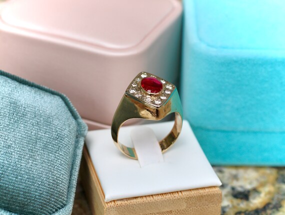 Ruby Cabochon Diamond Ring - image 8