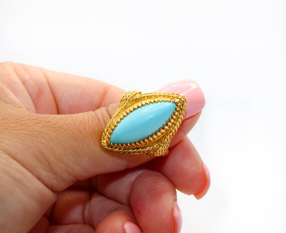 Turquoise 18K gold ring - image 6