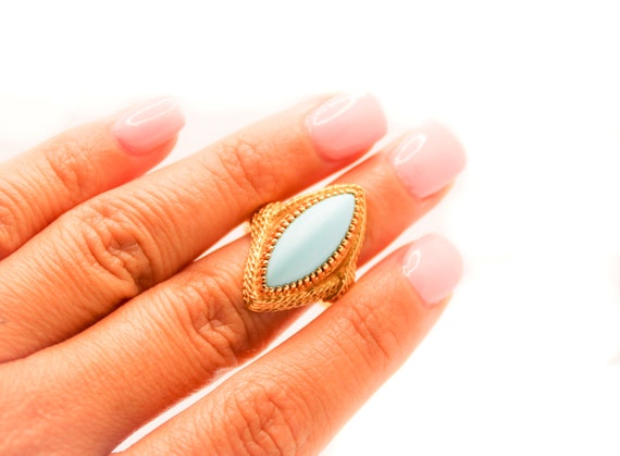 Turquoise 18K gold ring - image 3
