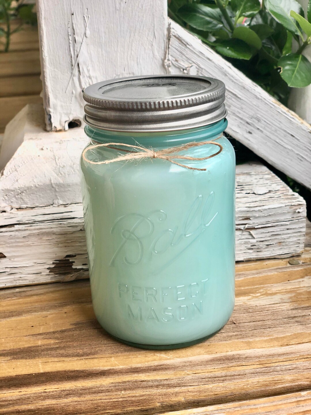 Aqua Vintage Mason Jar Candle 16 Oz, Clean Burning Etsy