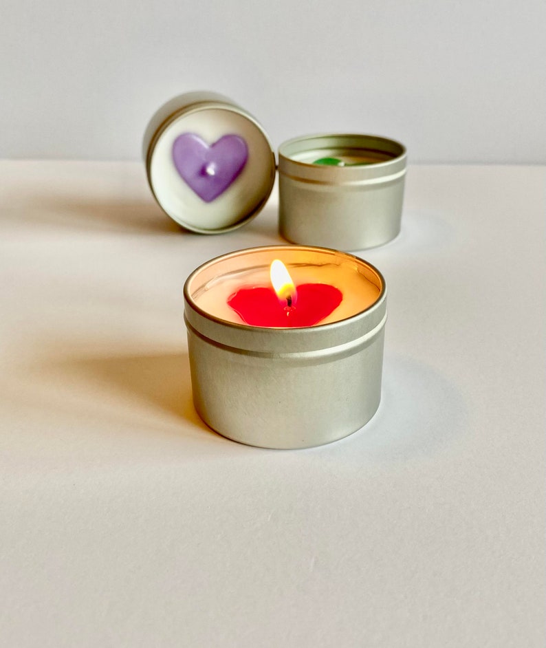 Lovely Heart Embed Tin Candle image 1