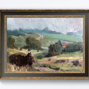 Impresión de descarga instantánea de granja, impresión digital de pintura al óleo de paisaje de verano original vintage, regalo vintage, decoración de granja, campo
