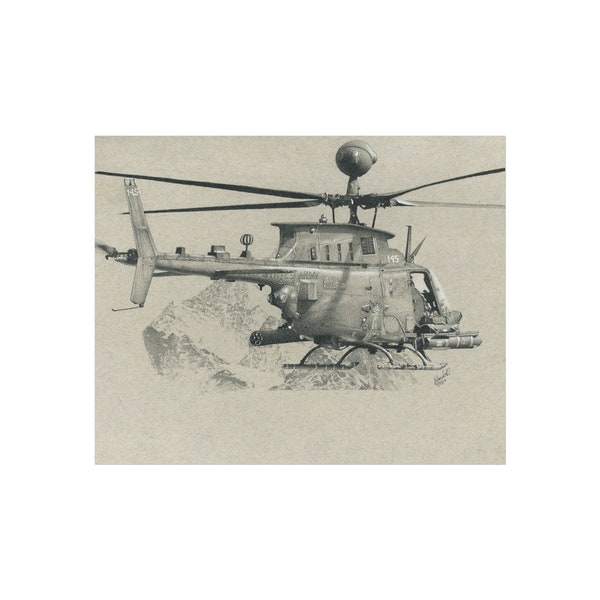 OH-58D Kiowa Warrior Scout Helicopter - Army Aviation, Military Art Poster