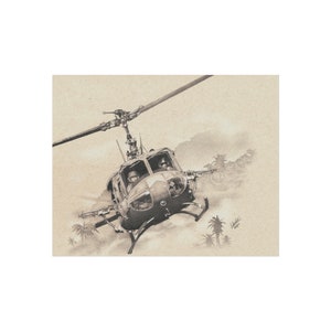 UH-1 Iriquois &quot;Huey&quot; Hubschrauber, Luftangriff - Heeresflieger, Militärische Kunst Poster