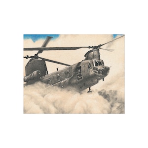 CH-47 Chinook Helicopter - Army Aviation, Military Art Poster