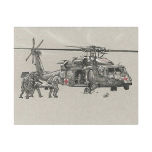 HH-60 Blackhawk Medevac Helicopter, Matte Canvas, Stretched, 0.75&quot;