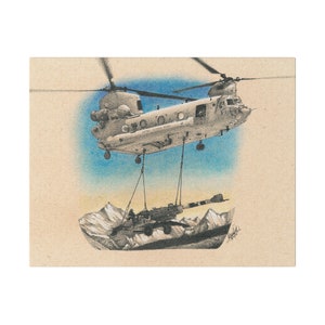 CH-47 Chinook Helicopter, M777 Howitzer, Matte Canvas, Stretched, 0.75&quot;