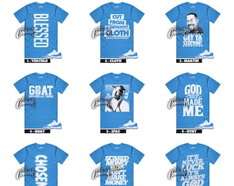 11 University Blue UNC White Light Sky Low Sneaker T Shirt to Match - 90+ Designs To Choose From!