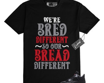 4 Bred Reimagined Black Cement Grey Varsity Red Summit White Retro T Shirt Match BREAD